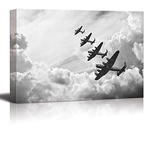 Black and White Retro Image of Lancaster Bombers...