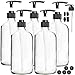 Youngever 5 Pack Empty Clear Glass Pump Bottles, 8 Ounce Lotion Pump Bottles, Soap Dispenser, Refillable Containers, Durable Black Pumps