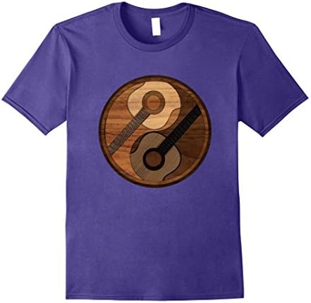 Mens Guitar Yin Yang Acoustical Wood T Shirt Large Purple