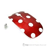 TopCase Polka Dot Design Red USB Optical Wireless Mouse for Macbook (pro , air) and All Laptop + TopCase Designed Chevron Mouse Pad