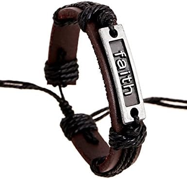 New Vintage Exotic Style Multilayer Knit Leather Rope Chain Charismatic Bracelet(Faith)