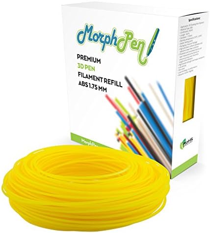 MorphPen ABS Filament 1.75mm Refill for 3D Printing Pen (160ft Yellow)