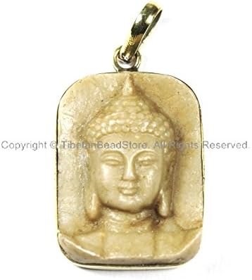 Tibetan White Buddha Pendant - Yoga Meditation Jewelry - TibetanBeadStore Custom Design Budda Pendant- WM1298B