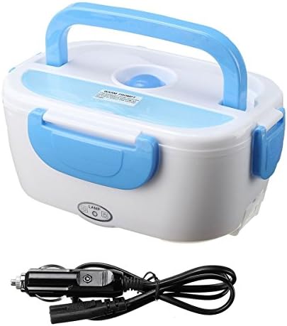 Crazybravo Plastic Keep Warm Lunch Box Sandwich Picnic Lunch Box Lunch Food Containers Washable Electric Lunch Box w/ 12V Car Adapter Plug Cable (Blue)