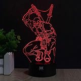 3D Optical illusion Squat Deadpool Night Desk Table Light Lamp Home Childrenroom Office Party Theme Decoration Birthday Holiday Gift by HUI YUAN