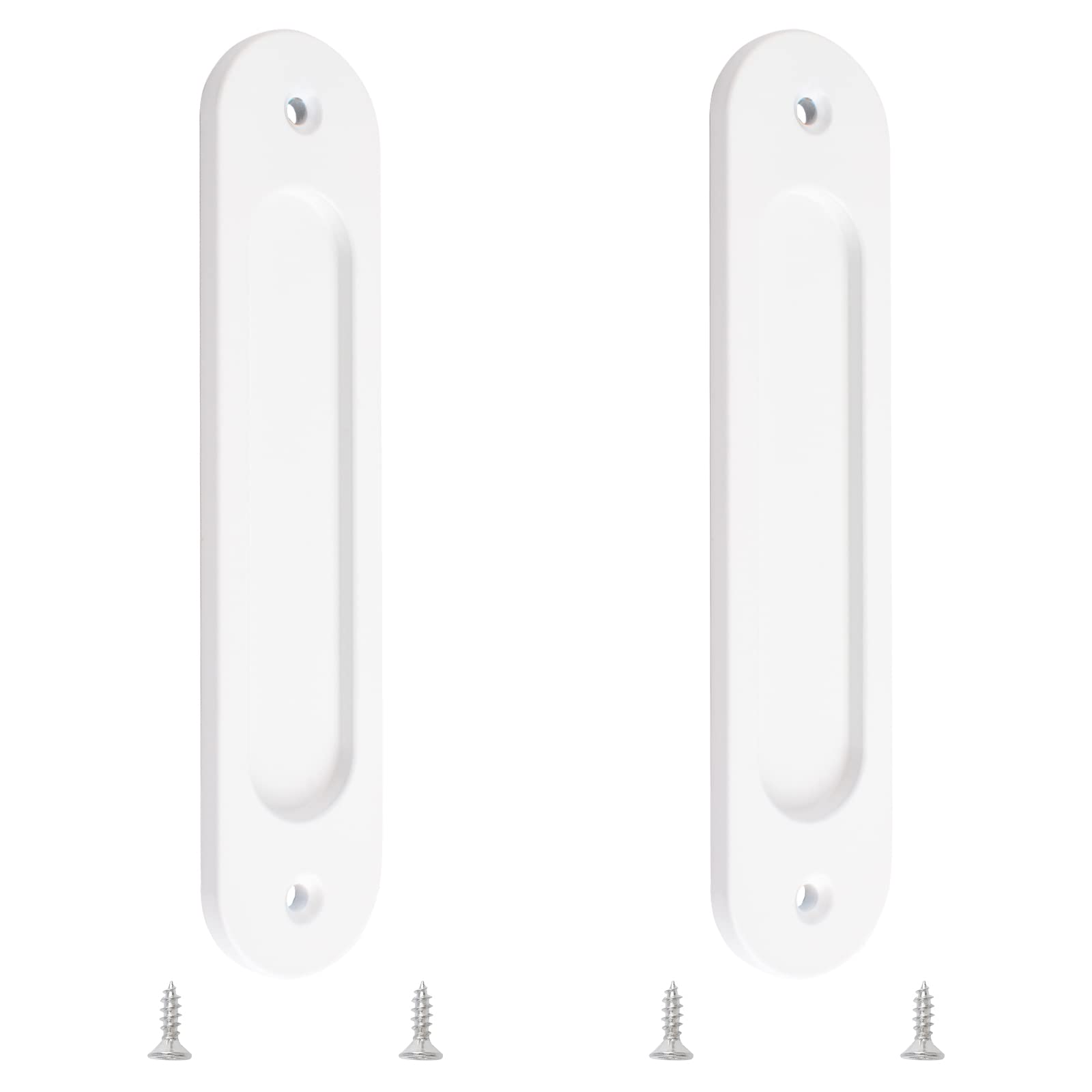MOROBOR 180MM Oval Recessed Sliding Door Pulls, 2pcs Warm White Flush Pull Aluminum Alloy Closet Door Finger Pulls with Mounting Screws for Sliding Barn Door — image 1