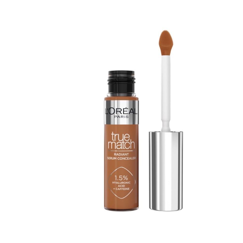 L'Oréal Paris True Match Serum Concealer, Medium Coverage, Radiant Finish, With 1.5% Hyaluronic Acid and Caffeine, Neutralises Dark Circles, Smooths & Replumps Skin, 24H Hydration, 10D