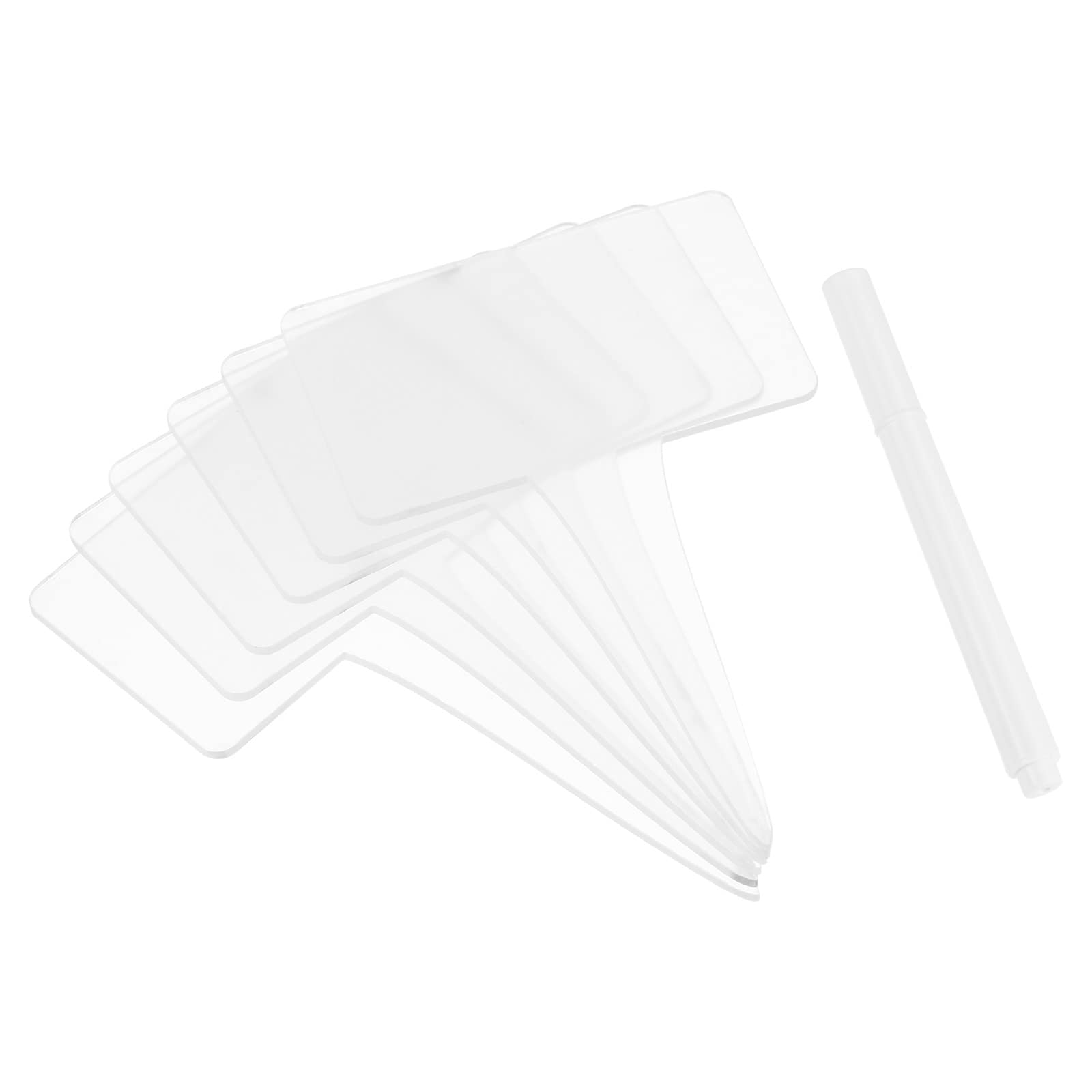PATIKIL Acrylic Plant Tag Set, 12 Pack Reusable Rectangle Garden Herb Name Label with Whiteboard Pen for Outdoor Patio Flower Grass Bonsai Potting, Transparent