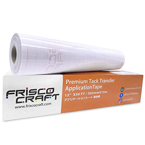Frisco Craft Premium Tack Clear Transfer Tape for Vinyl with Paper Backing - Perfect for Self Adhesive Vinyl for Signs, Decals, Holographic & More (Original Clear, 12