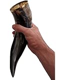 AleHorn Handcrafted 12" Polished Viking Drinking Horn with Stand