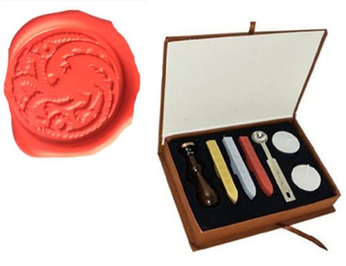 Vintage Cool Dragon Custom Picture Logo Wedding Invitation Wax Seal Sealing Stamp Rosewood Handle Sticks Melting Spoon gift Box Set Kit