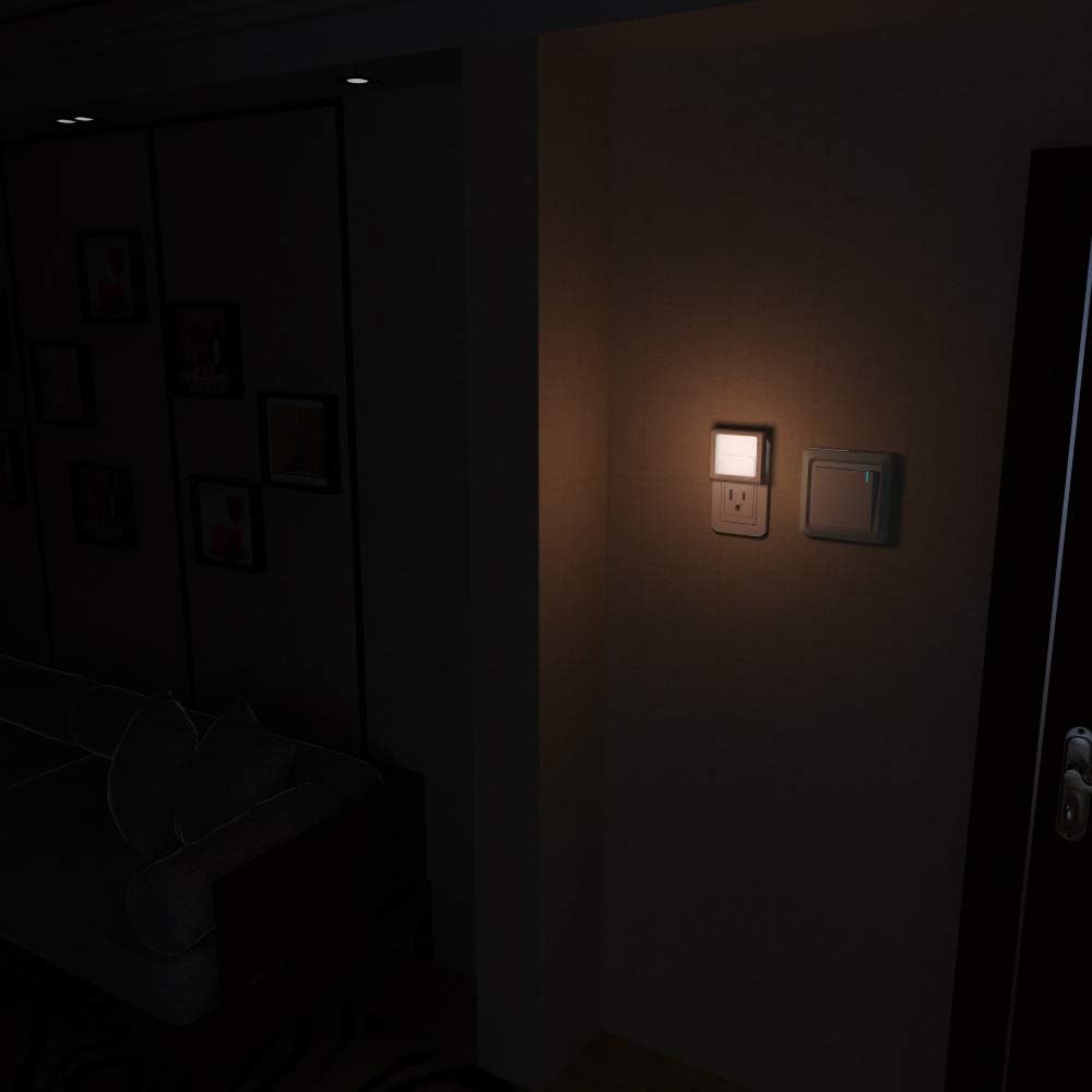 MAZ-TEK Plug-In Led Night Light with Auto Dusk to Dawn Sensor, Adjustable brightness Warm White lights for Hallway, Bedroom, kids Room, Kitchen, Stairway, 2 Pack - - 