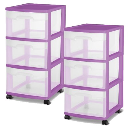 Galleon Sterilite Durable 3 Drawer Medium Cart Orchid Splash