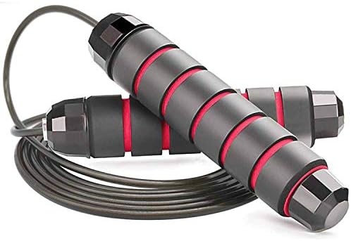 VORIER Jump Rope Skipping Rope, Adjustable Cable Rapid Speed Skipping Rope Comfort Handles with Ball Bearings 6" Memory Foam Handles Great for Speed Training, Fitness Gym