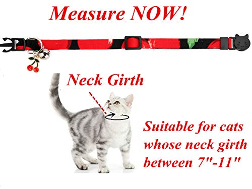 Watermelon Cherry 2 Pack Cat Collar Breakaway with Charm Safe Kitten Collars with Bell - Thumbnail 3