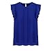 Toraway Blouses, Women Summer Tulip Sleeve Chiffon Blouse Shirt (X-Large, Blue)