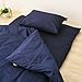 EMOOR Color 100% Cotton 3 Pieces Japanese Futon Cover Set, Twin Size, Made in Japan, Anti-Bacterial & Mite-Resistant & Odor-Resistant, Navy