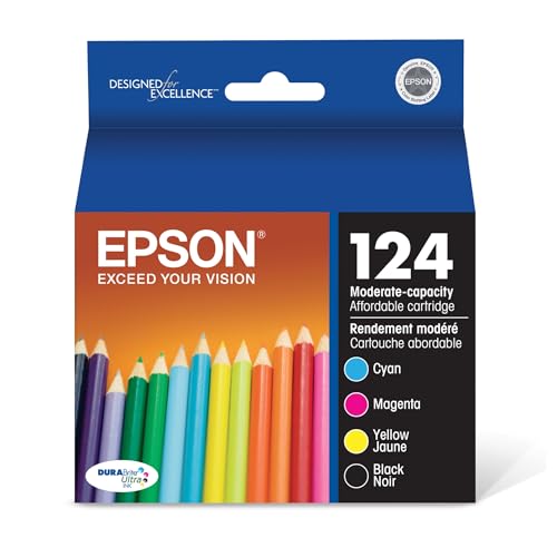 Photo 1 of EPSON 124 DURABrite Ultra Ink Black & Color Cartridge Combo Pack For Stylus NX-125, NX-127, NX-130, NX-230, NX-330, NX-420, NX-430, WorkForce WF-320, WF-323, WF-325, WF-435