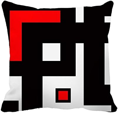 Black White and Red Geometric Pattern Decorative Cushion Cover Pillowcase for Sofa Couch Chair Seat 18"18" by Acelive pillowcase