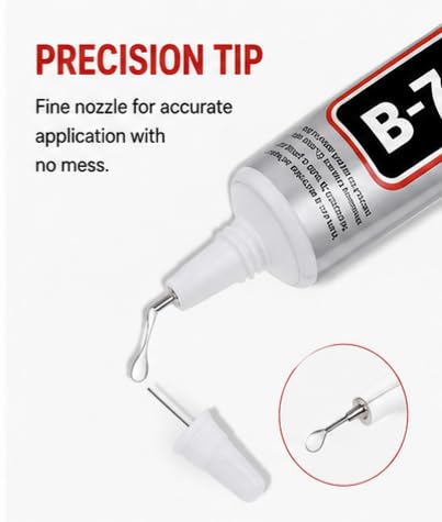 B-7000 Super Glue 2PCS Industrial Strength Adhesive, Bedazzling Glue for Rhinestones, Jewelry, Fabric, Phone Repair, Crafts, Clear Multipurpose B7000 Glue (2x15ml)