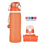 Water Bottle, MCIRCO 750ml Foldable Silicone Water Bottle BPA Free Reusable Outdoor Water Bottle Leak Proof Running Water Bottle for Camping, Hiking, Traveling and Daily Use