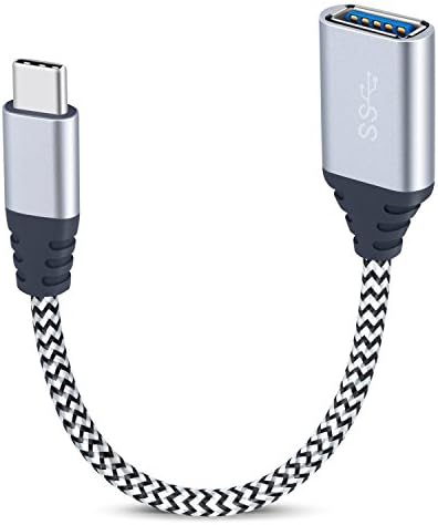 USB C OTG Host Data Cable, Excgood 0.5 ft USB3.1 Type C Male to USB 3.0 A Female Adapter Cable, Converts USB C Female into USB A Female, For Galaxy Note 8/S8, LG G5, HTC 10, Google Pixel-0.15Ft, White