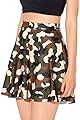 Sister Amy Women's Pleated Elastic Waist Band Flared Printed Midi Skater