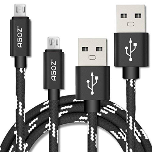 Agoz 2Pack 6ft Micro USB Cable Fast Charger Braided Cord For Samsung Galaxy S7 S7 Edge S6 S4 Note 5 J7 J7V J7 Sky PRO J3 J3V J3 Emerge Eclipse Mission, LG X Power 2 Fiesta X Charge K20 K20V K30 K8 K10