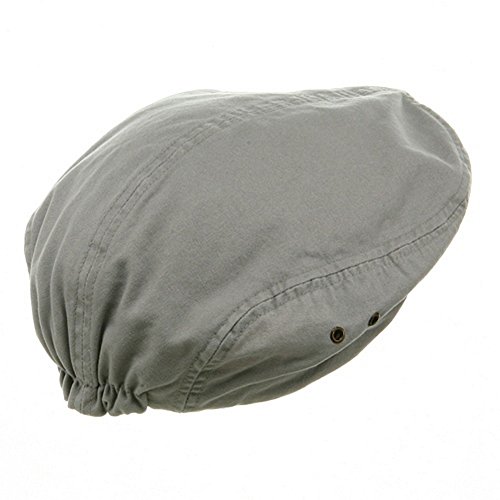 Washed Canvas Golfing Beret Ivy Ascot Cabbie Cap Light Grey