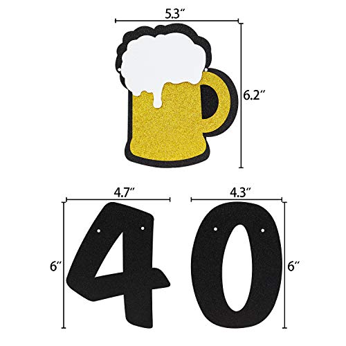 Joymee-Cheers-Beers-to-40-Years-Black-Glitter-Banner-for-40th-Birthday-Wedding-Anniversary-Party-Supplies-Decorations-PRESTRUNG
