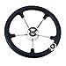 Amarine Made 5 Spoke Boat Marine Destroyer Steering Wheel 13-1/2 Inch with Black Foam Grip and Knob