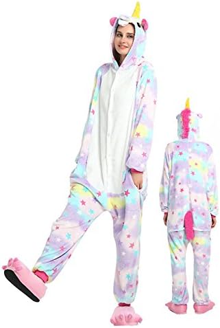 Unisex Unicorn Onesie Pajama For Adult, Kigurumi Women &amp; Men Animal Unicorn Costumes (Small, Star Unicorn)