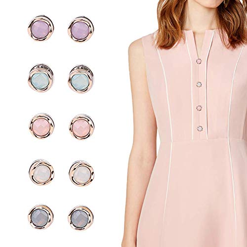 Joyci 10-Pack Women Shirt Brooch Buttons Lapel Pins Novelty Suit Vest Safety Buckle Metal Tie Tacks Pin Back Clutch (Jelly Color)