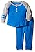 U.S. Polo Assn. Baby Boys' Long Sleeve Slub Jersey Raglan Henley and French Terry Joggers, Blue Tile, 6-9 Months