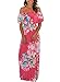Happy Sailed Women Floral Print Off The Shoulder Long Maxi Hawaii Dresses, Medium Rosy