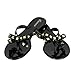 TENGYUFLY Womens Rivets Bowtie Flip Flops Jelly Thong Sandal, Black, Size 8.0