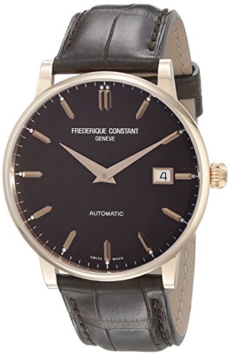 Frederique Constant Men's FC316C5B9 Slim Line 18K Rose Gold Watch with Brown Band