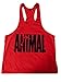 Efashionmx Mens Animal Letter Print Stringer Bodybuilding Gym Tank Tops (Large, Red)