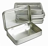 Clear Top Metal Tin Box 7oz Plain Silver Hinged Blank Storage Case, Crafts, Survival Kit Tins 5.5"x3.5" (4X)