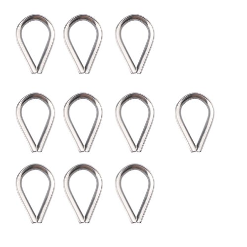 100 Pcs 1/16-inch Wire Rope Aluminum Sleeves Clip Fittings Cable Crimps, 10 pcs M2 Stainless Steel Thimble Combo, 6-Pcs Turnbuckle Tension Wire Rope with Eye&Hook (M4), Stainless Steel Kit, Aunifun - Thumbnail 3