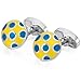 INBLUE Men's 2 PCS Rhodium Plated Enamel Cufflinks Silver Tone Blue Yellow Round Shirt Wedding Business 1 Pair Set