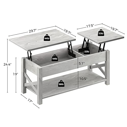 Rolanstar Coffee Table 47.2", 2 Way Lift Top Coffee Table with Hidden