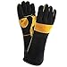 JDYYICZ Welding Gloves Double Layered Heat Resistant Lined Leather with Velvet, Black - 16 Inch for Mig, Tig Welders, BBQ, Gardening, Camping, Stove, Fireplace
