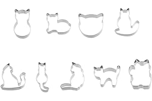 9 Pcs Cute Cat Shaped Stainless Steel Cookie Cutter Set for DIY Baking Cake Fondant Sugarcraft Biscuits Decoration