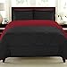 Sweet Home Collection 3 Piece Reversible Polyester Microfiber Goose Down Alternative Comforter Set with Pillow Shams, King, Burgundy/Black