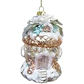 December Diamonds Fantasy Mushroom House Ornament – Fairy Garden Holiday Décor