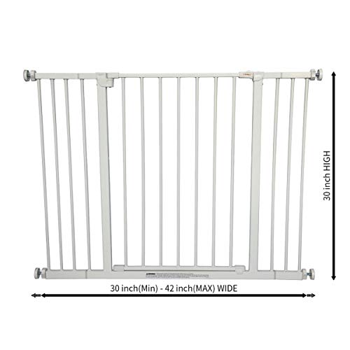 Safety Pet Baby Gate,Easy Walk Indoor Thru Gate Metal Expandable Baby Pet Safety Gate for Stairs,Doorways with 4" & 6" Extension,Fits Spaces Between 30" to 42" Wide 30" High (42" Wide, Manual-Close)