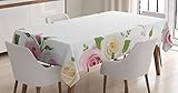 Ambesonne Rose Tablecloth, Roses and Lisianthus