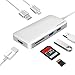 USB C Hub, Letscom 7-in-1 USB C Adapter with Type C Power Delivery, HDMI Output, SD & MicroSD Card Reader, 3 USB 3.0 Ports, Portable for MacBook Pro, XPS and More Type-C Devices, Silver