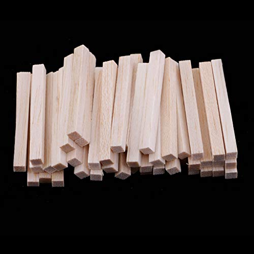 Fityle 50 Pieces Square Unfinished Balsa Wood Stick Wooden Dowel Rod for Kids Model Making DIY Craft Home Wedding Party Decoration 50/80/110mm - 50mm